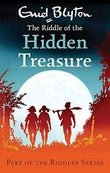 Front cover of the book 'THE RIDDLE OF THE HIDDEN TREASURE' by Enid Blyton.