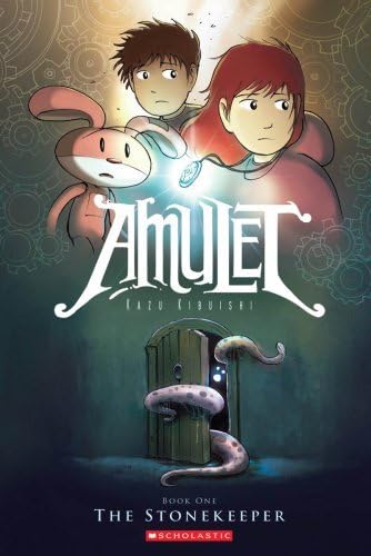 Front cover of the book 'Amulet Book #1: The Stonekeeper' by Kazu Kibuishi.