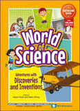 Front cover of the book 'ADVENTURES WITH DISCOVERIES AND INVENTIONS (World of Science)' by Editor: Karen Kwek & Kathy Wong.