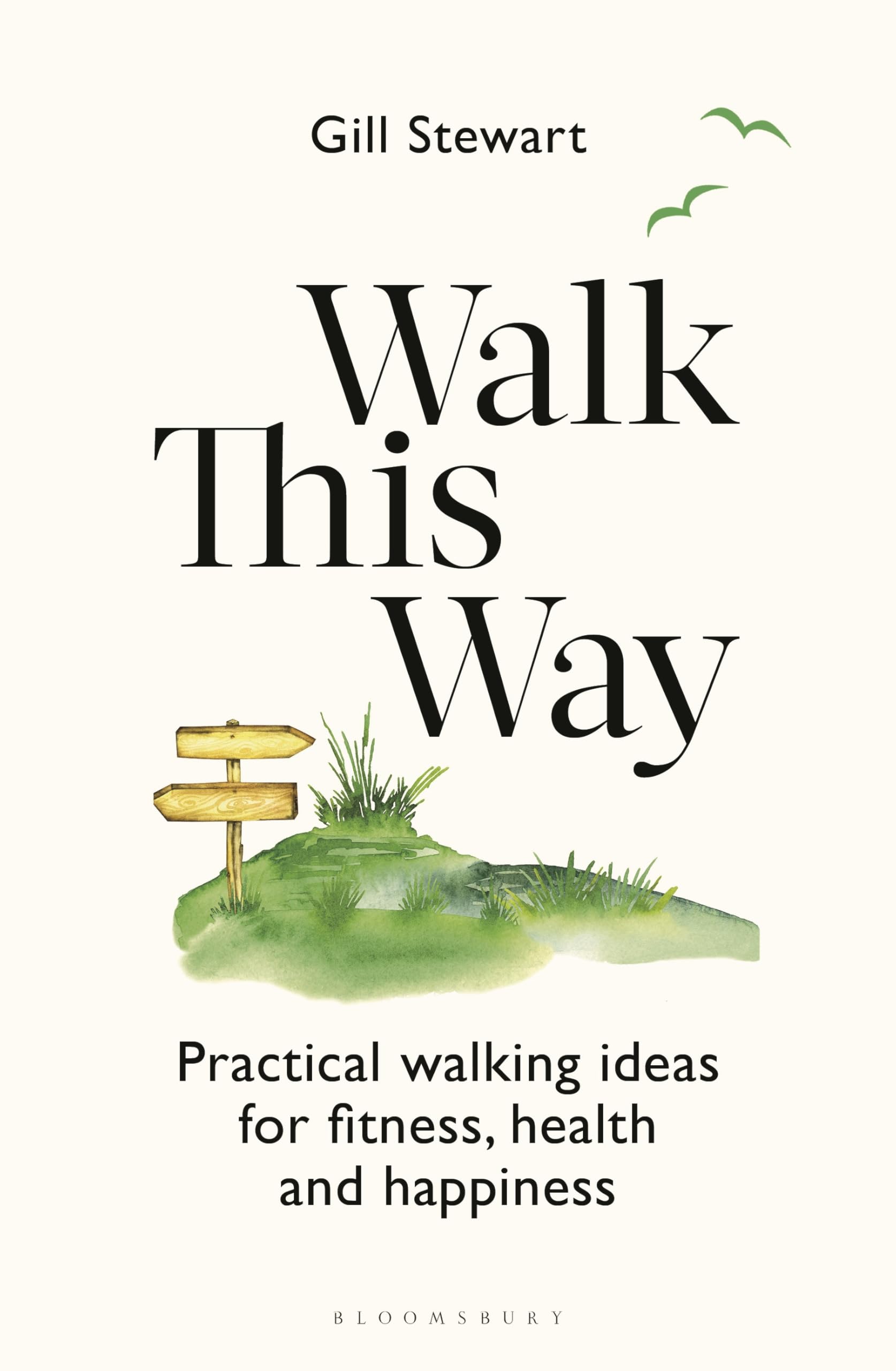 Front cover of the book 'Walk This Way: Practical walking ideas for fitness, health and happiness' by Gill Stewart.