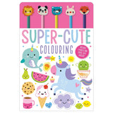 Front cover of the book 'Super-Cute Colouring' by Make Believe Ideas.