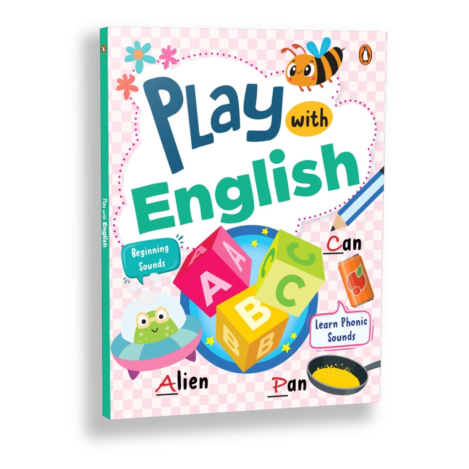Front cover of the book 'Play with English: First Practice Workbook | Fun and Interactive English Learning Activities | Capital and Small letters' by Penguin.