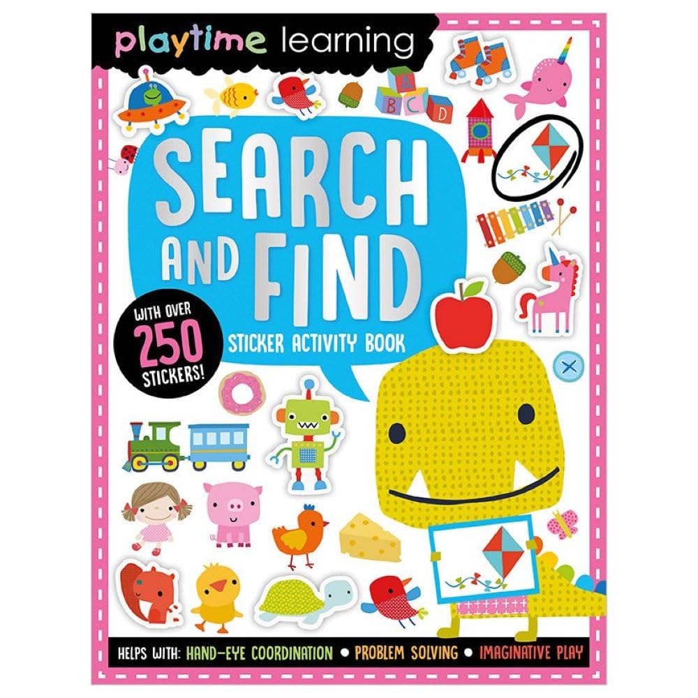 Front cover of the book 'Playtime Learning Search and Find Sticker Book' by Make Believe Ideas.