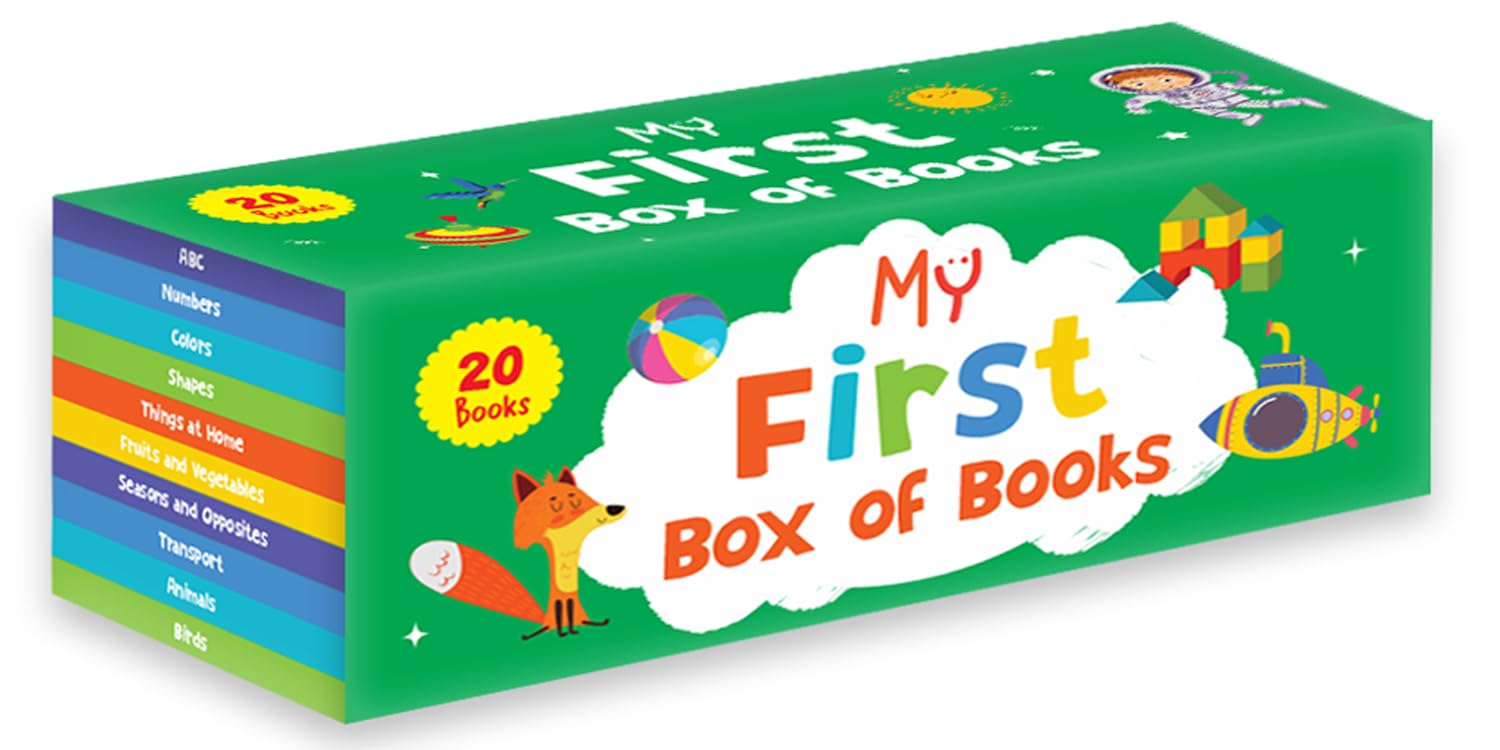 Front cover of the Board Book book 'My First Learning Library Boxset (20 Books): A Boxset of 20 Illustrated Board Books | Ideal Gift for Kids, Toddlers [Pen' by Na.