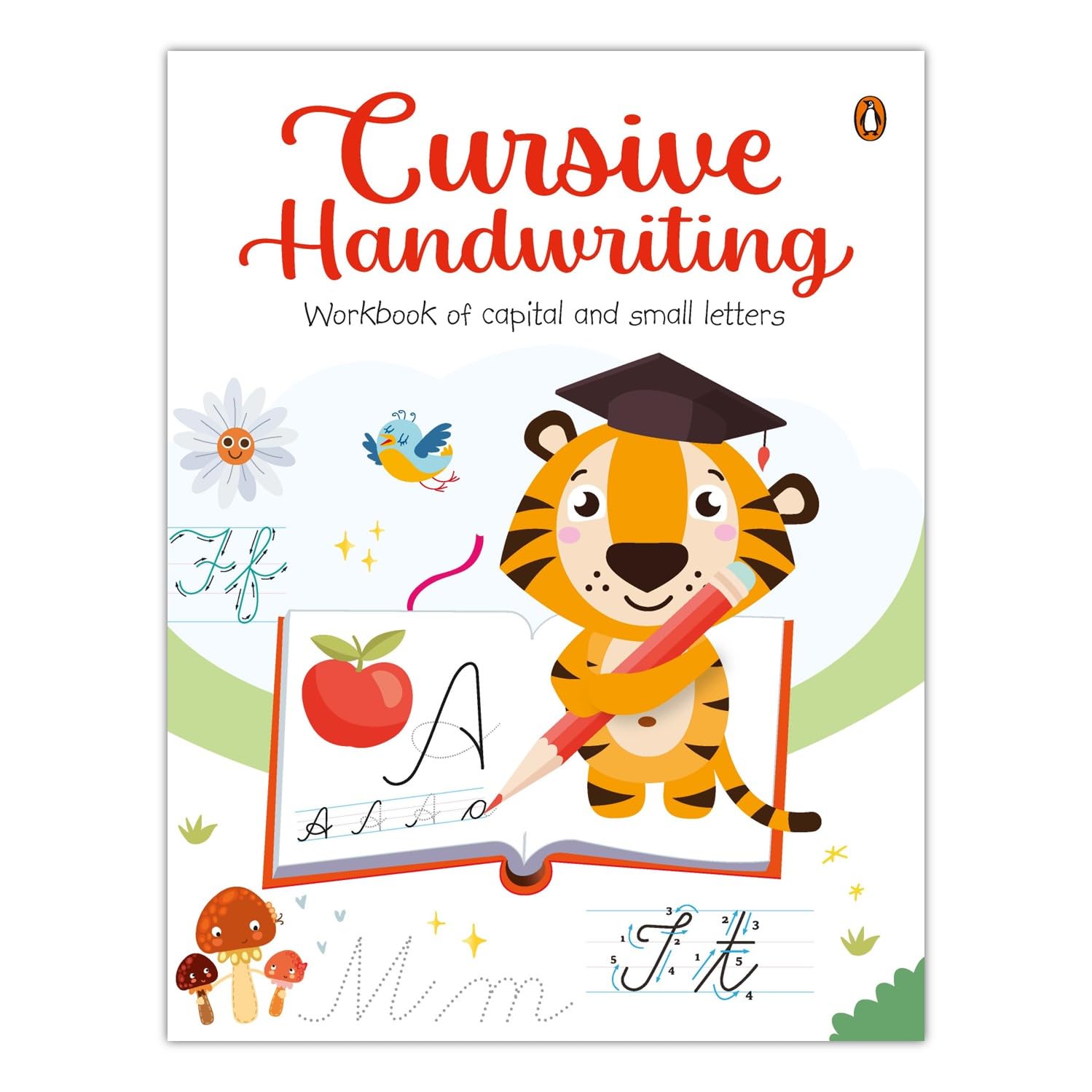 Front cover of the book 'Cursive Handwriting: Workbook of Capital and Small Letters' by Penguin.