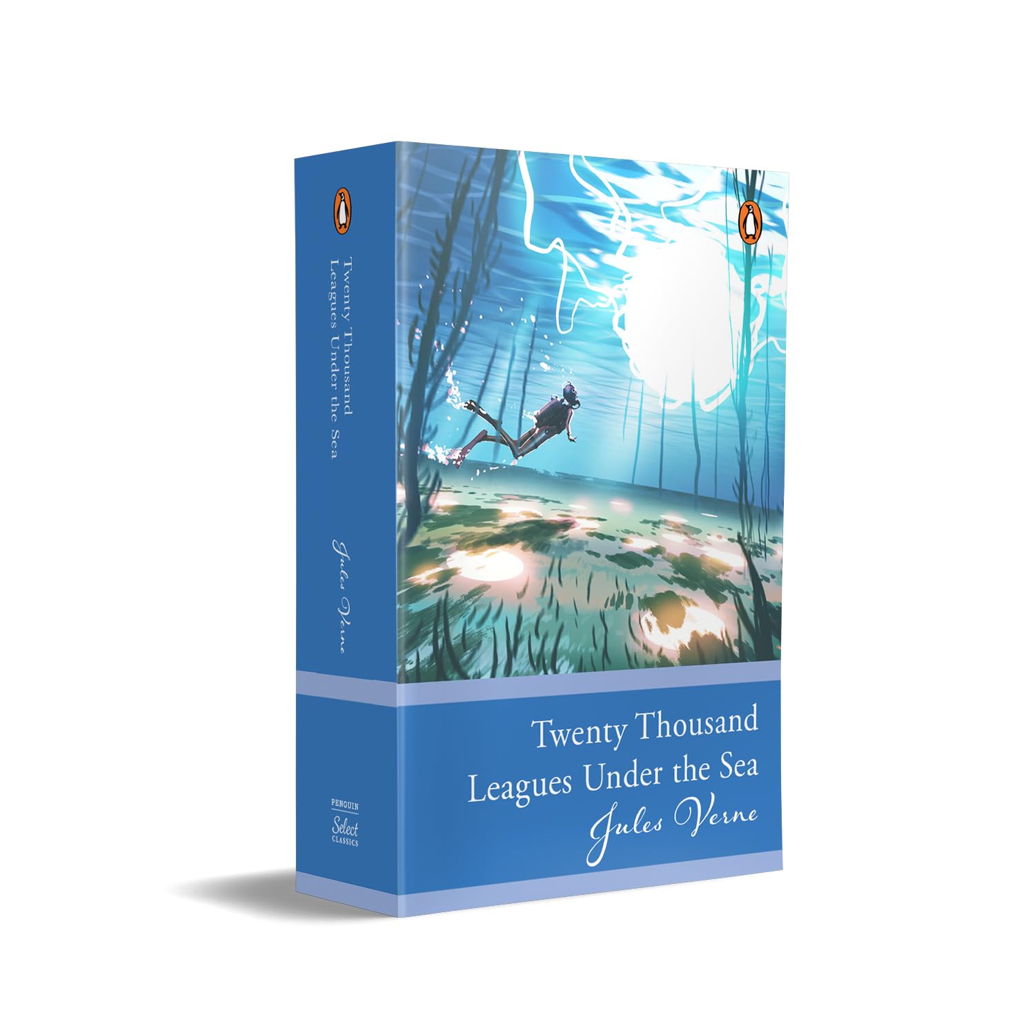 Front cover of the book 'Twenty Thousand Leagues' by Jules Verne.