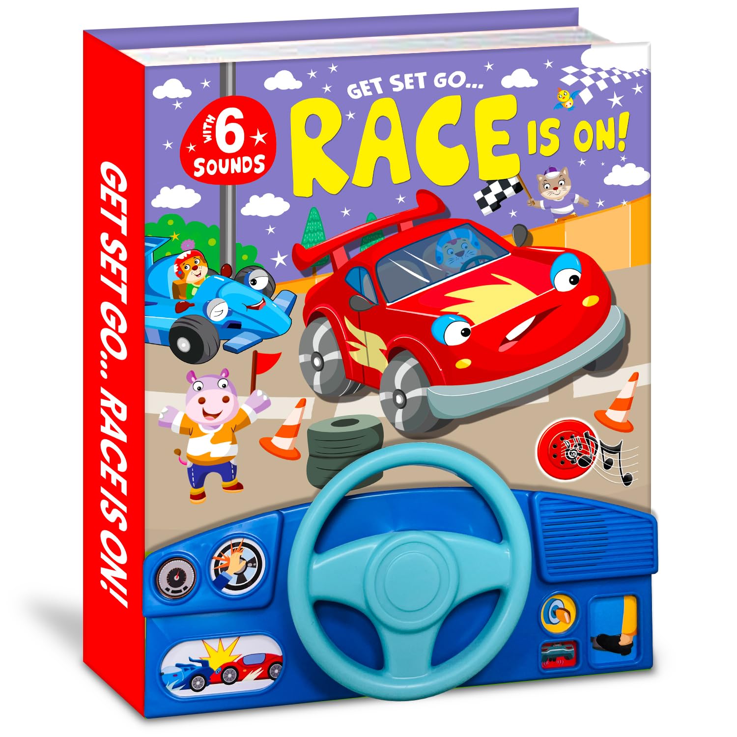 Front cover of the book 'Race Car Sound Book' by Hello Friend Books.
