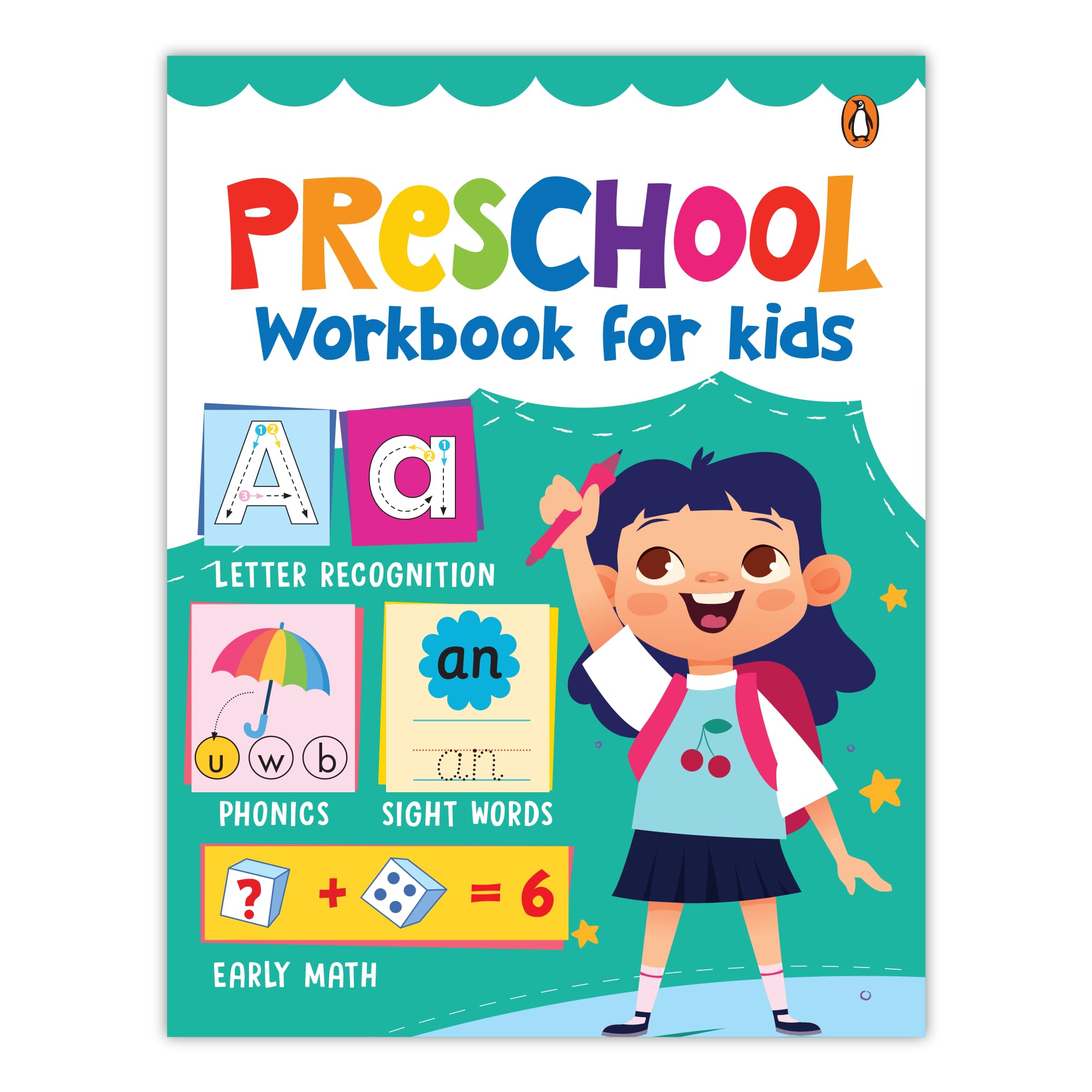 Front cover of the book 'Preschool Workbook for Kids: Fun and Educational Activity Workbook - Alphabet, Colors, Numbers, Shapes, Opposites, Early' by Pengiun.