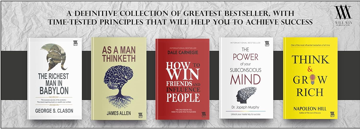 Books For Personal Growth (Set of 5 Books): Think and Grow Rich, How to Win Friends & Influence People, The Power of Your Subconscious Mind, As a Man Thinketh, The Richest Man In Babylon NYBooksHub