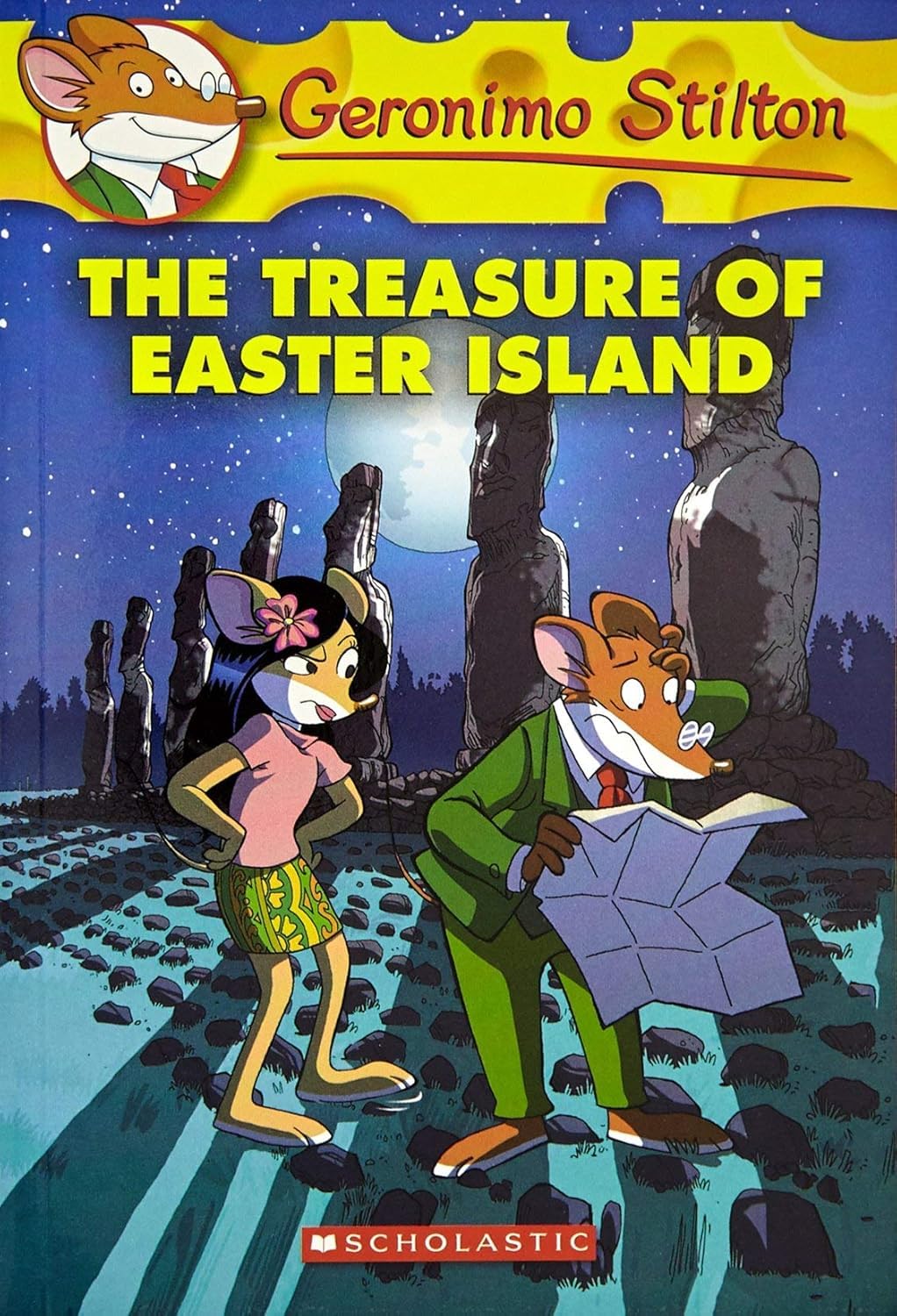 Front cover of the book 'Geronimo Stilton #60 The Treasure of Easter Island' by Geronimo Stilton.