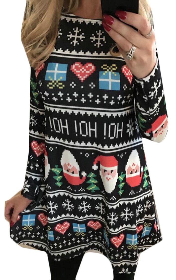 Front cover of the book 'WSPLYSPJY Women's Long Sleeve Printing Christmas Santa Claus Dress Black XXL' by Dr B S Patil.