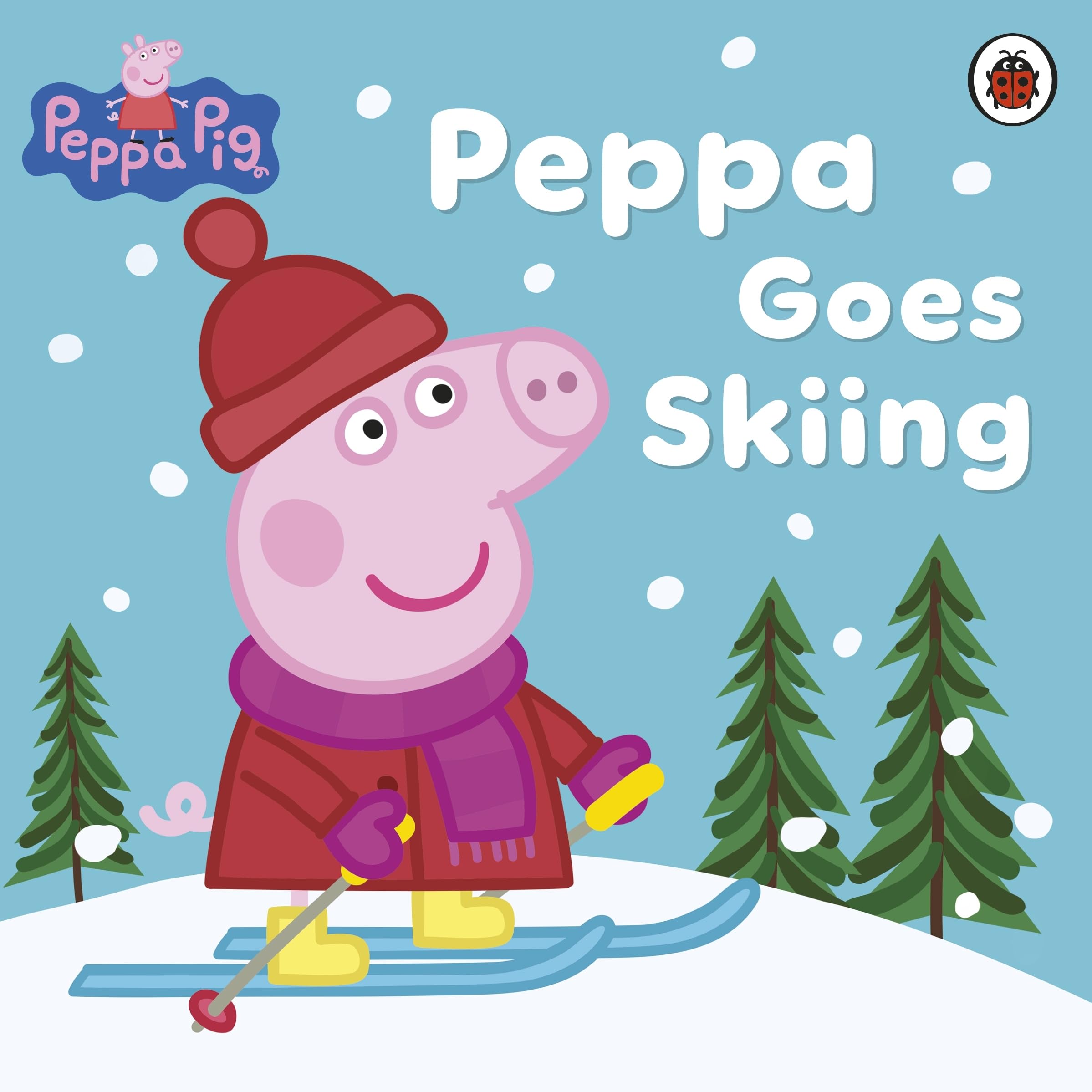 Front cover of the book 'Peppa Pig Peppa Goes Skiing' by Sue Nicholson.
