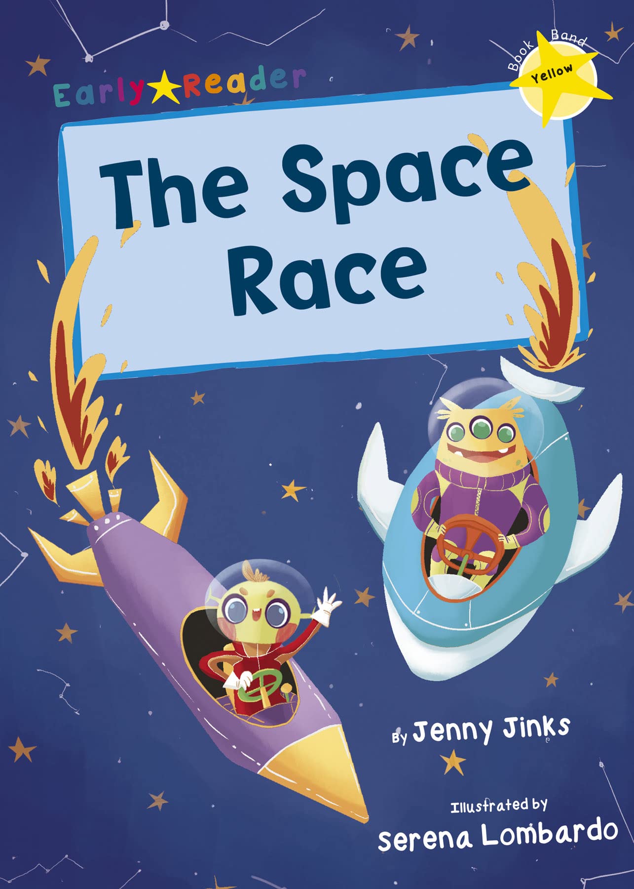 Front cover of the book 'The Space Race (Yellow Early Reader) (Yellow Band)' by Jenny Jinks.