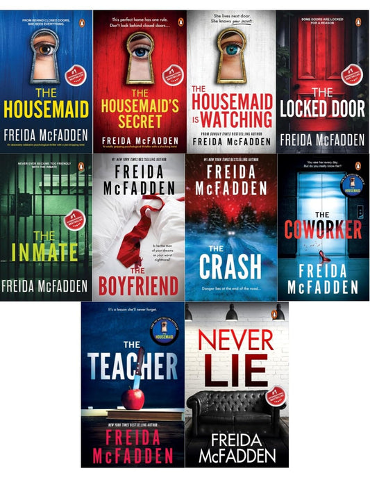 Freida McFadden Thriller Series 10 Books Collection Set (The Housemaid, The Housemaid's Secret, Housemaid Is Watching, Never Lie, Coworker, Locked Door, Teacher, Inmate, The Crash and Boyfriend) Paperback – February 9, 2025 - NYBooksHub