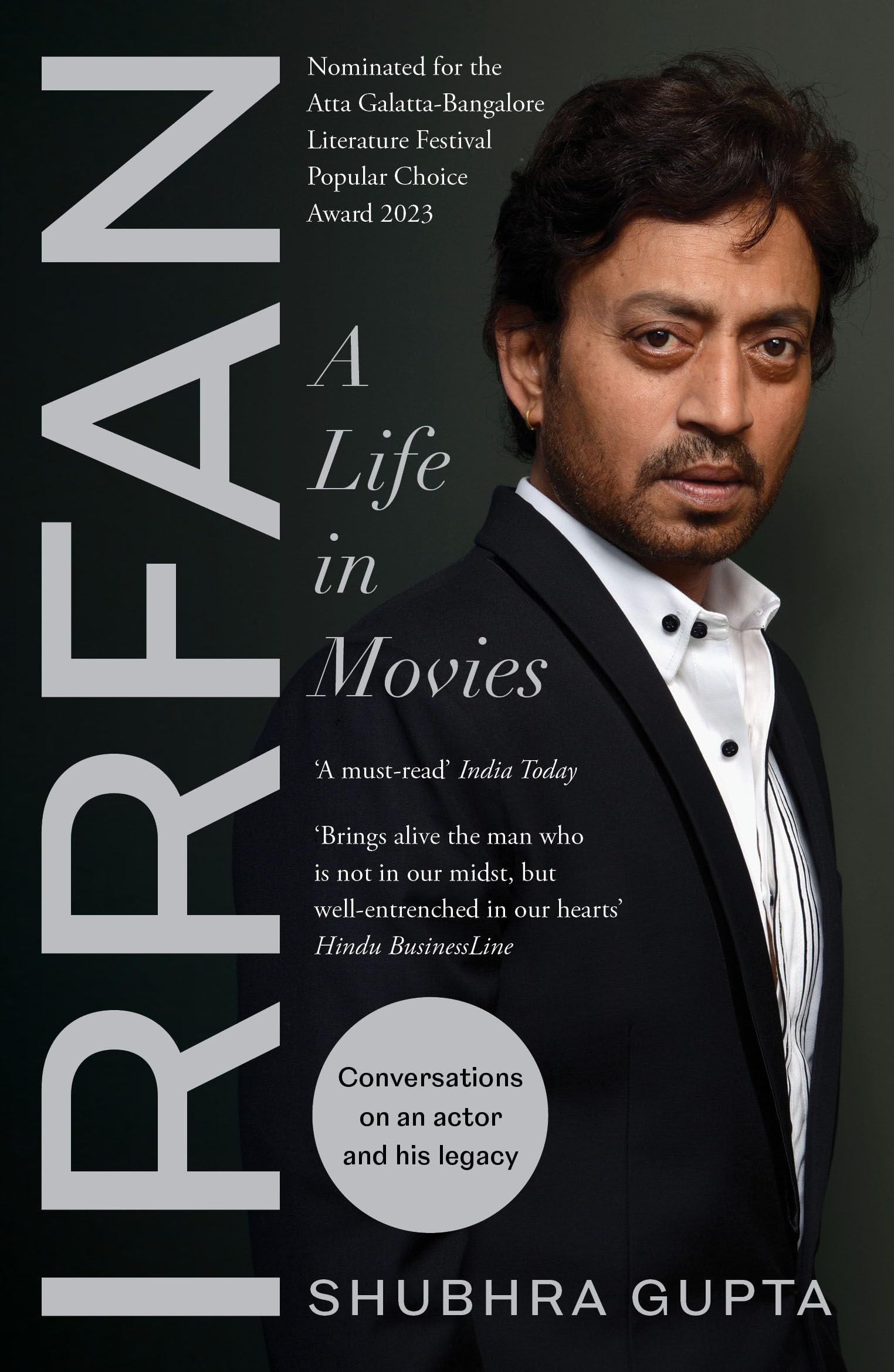 Front cover of the book 'Irrfan' by Shubhra Gupta.