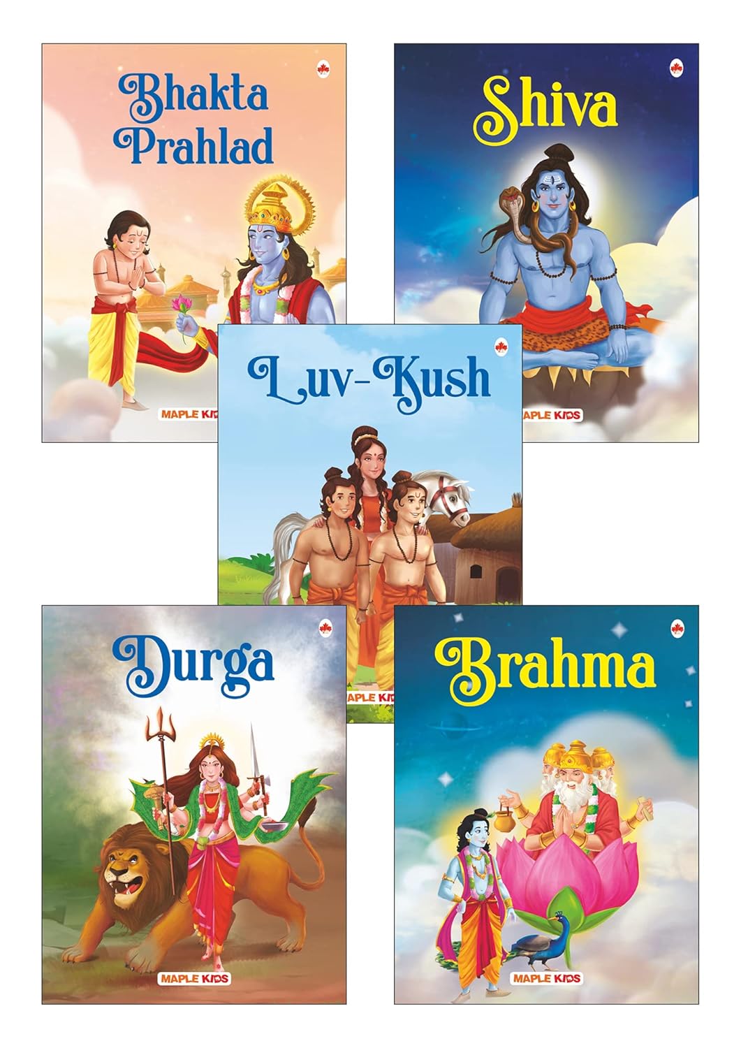 My First Mythology Stories (Illustrated) (Set of 5 Books) Story Book for Kids - Brahma, Shiva, Bhakta Prahlad, Luv-Kush, Durga NYBooksHub