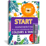 Front cover of the book 'Hello Start Handwriting Practice Workbook for Kids, Colours & Shapes, 10 Pages, 21x28 cm, with Press Pen' by Bribasi.