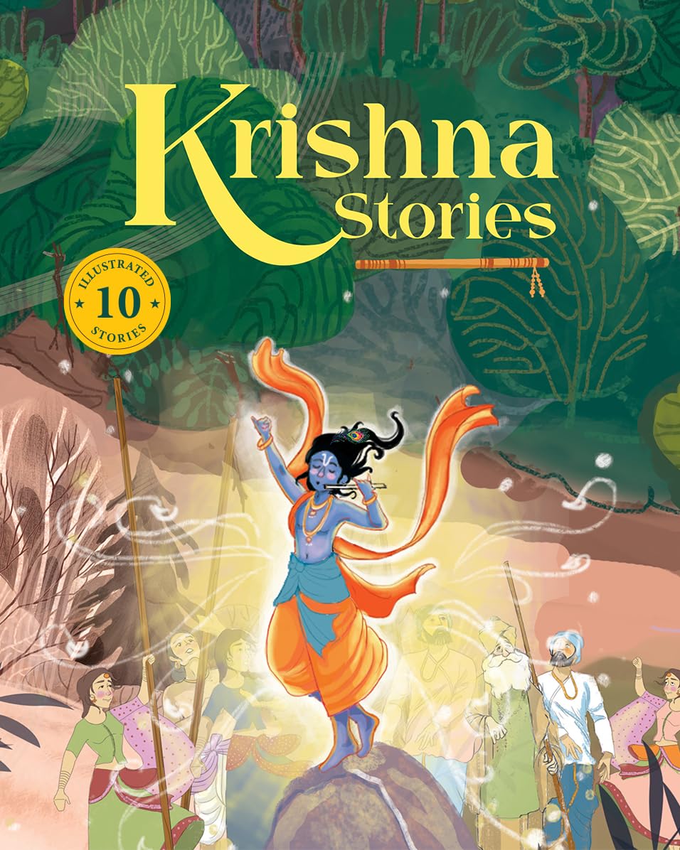 Front cover of the book 'Krishna Stories: Krishna Stories: 10 Illustrated Tales of Lord Krishna for Children Ages 5+ | Hindu Mythology, Indian Cu' by Penguin.