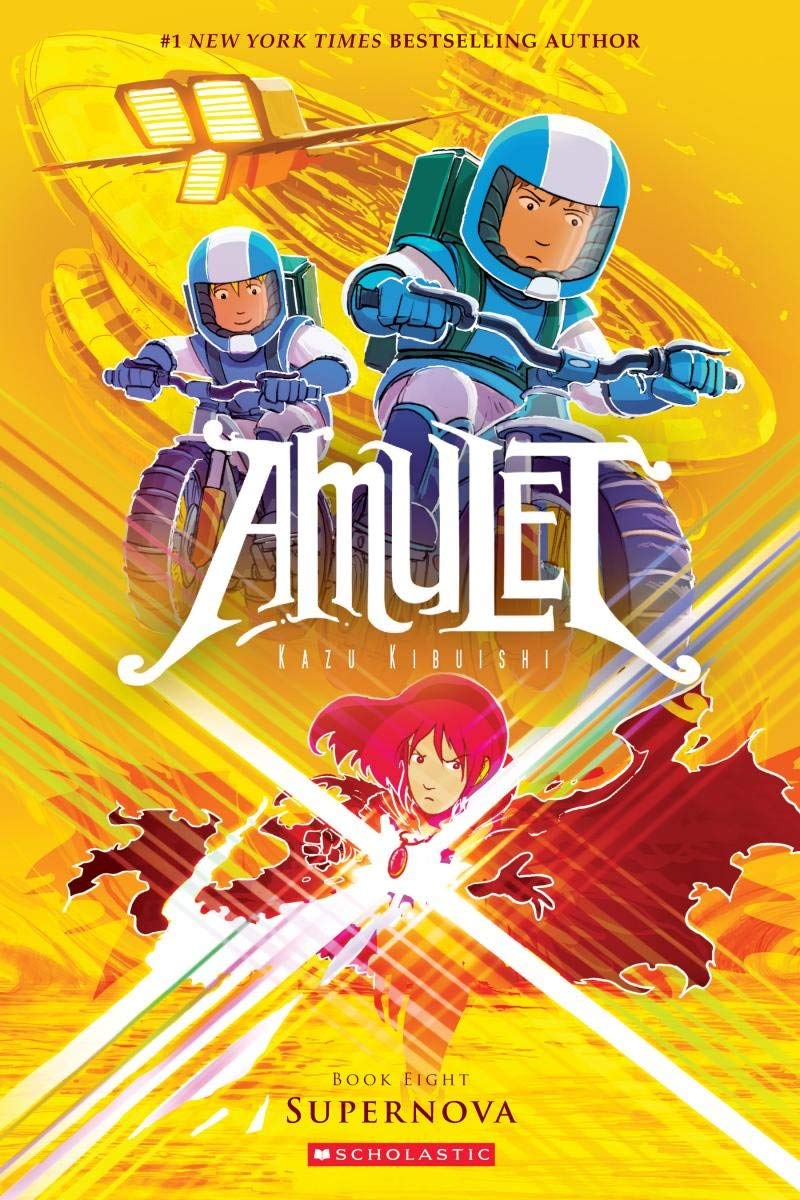 Front cover of the book 'Amulet Book #8: Supernova' by Kazu Kibuishi.