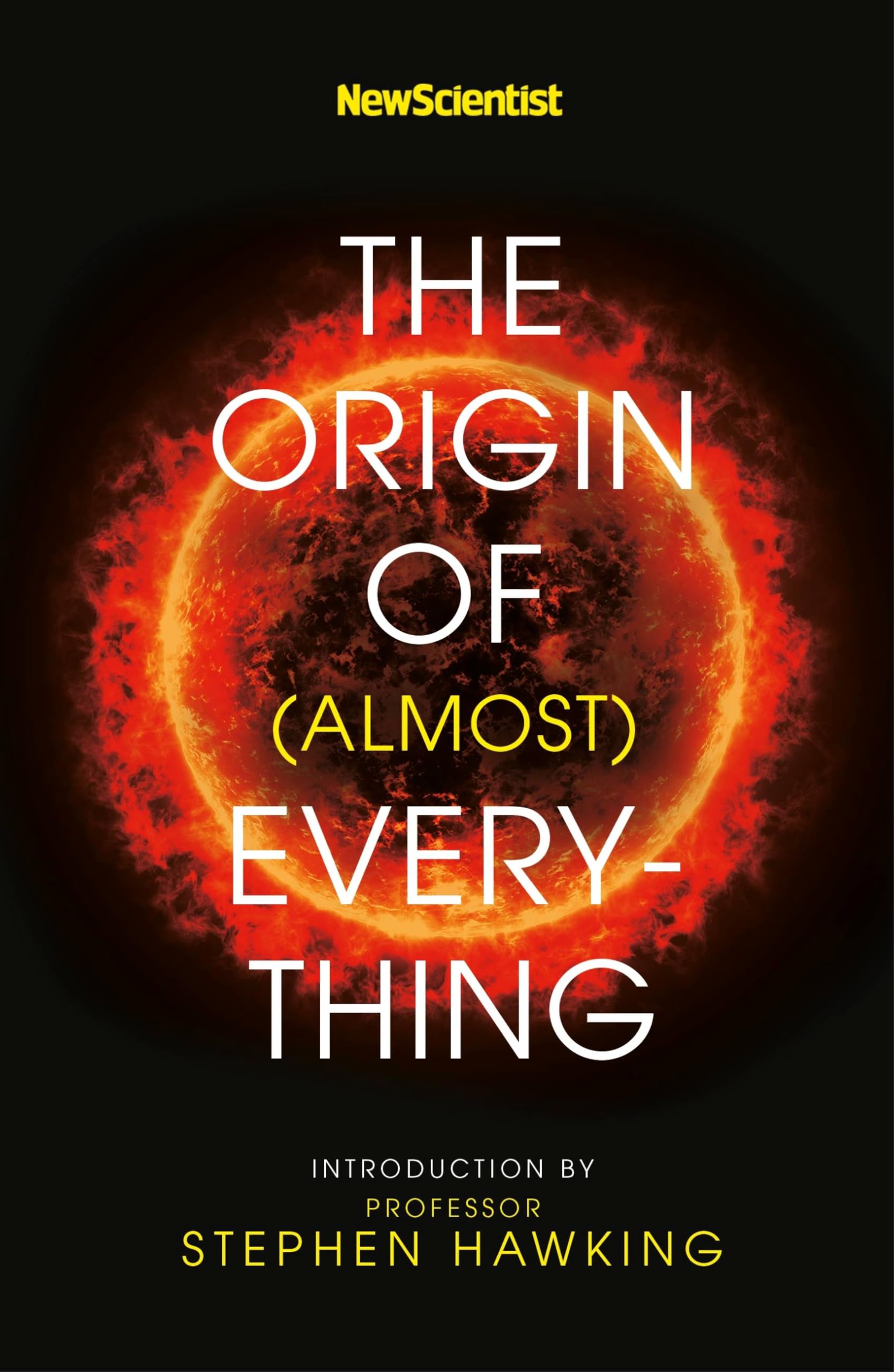 Front cover of the book 'New Scientist: The Origin of (almost) Everything' by Stephen Hawking.