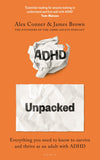 Front cover of the book 'ADHD Unpacked: The Ultimate Guide to Understanding Your Adult ADHD from the hosts of The ADHD Adults Podcast' by Alex Conner and James Brown.