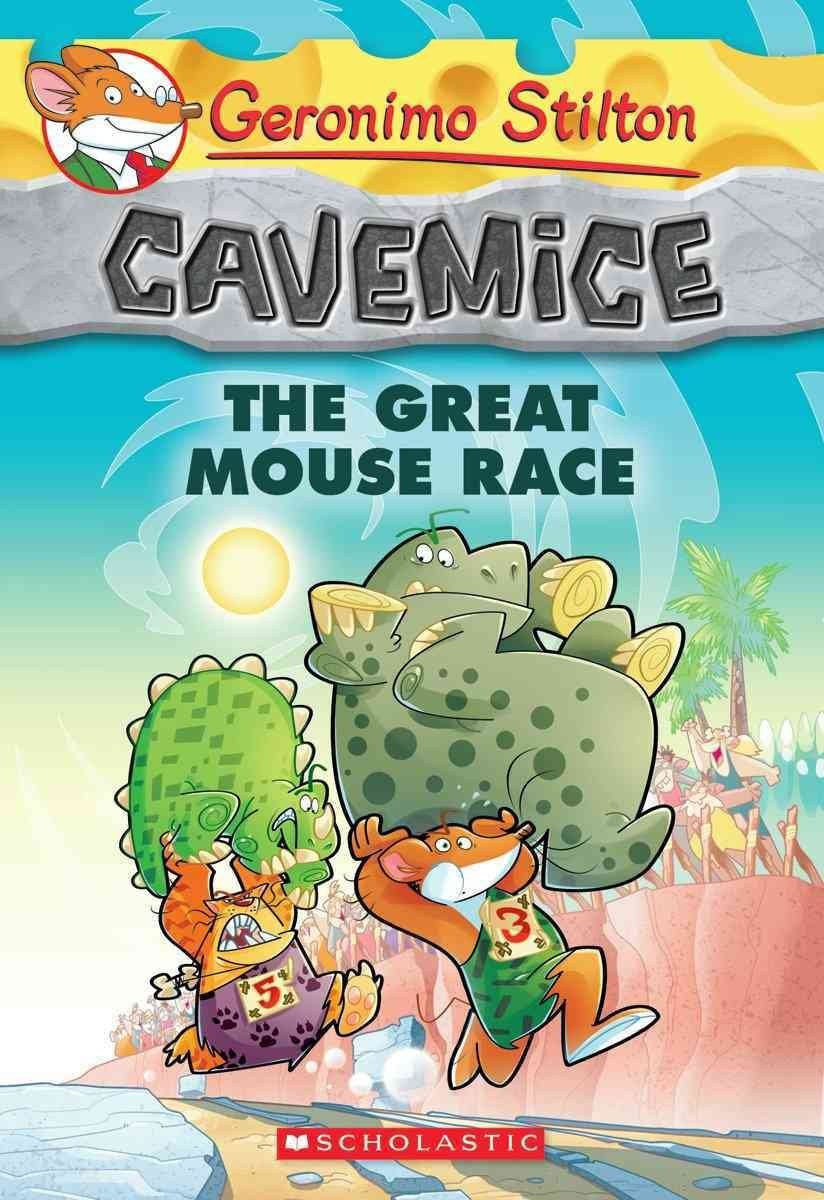 Front cover of the book 'Cavemice #5: The Great Mouse Race' by Geronimo Stilton.