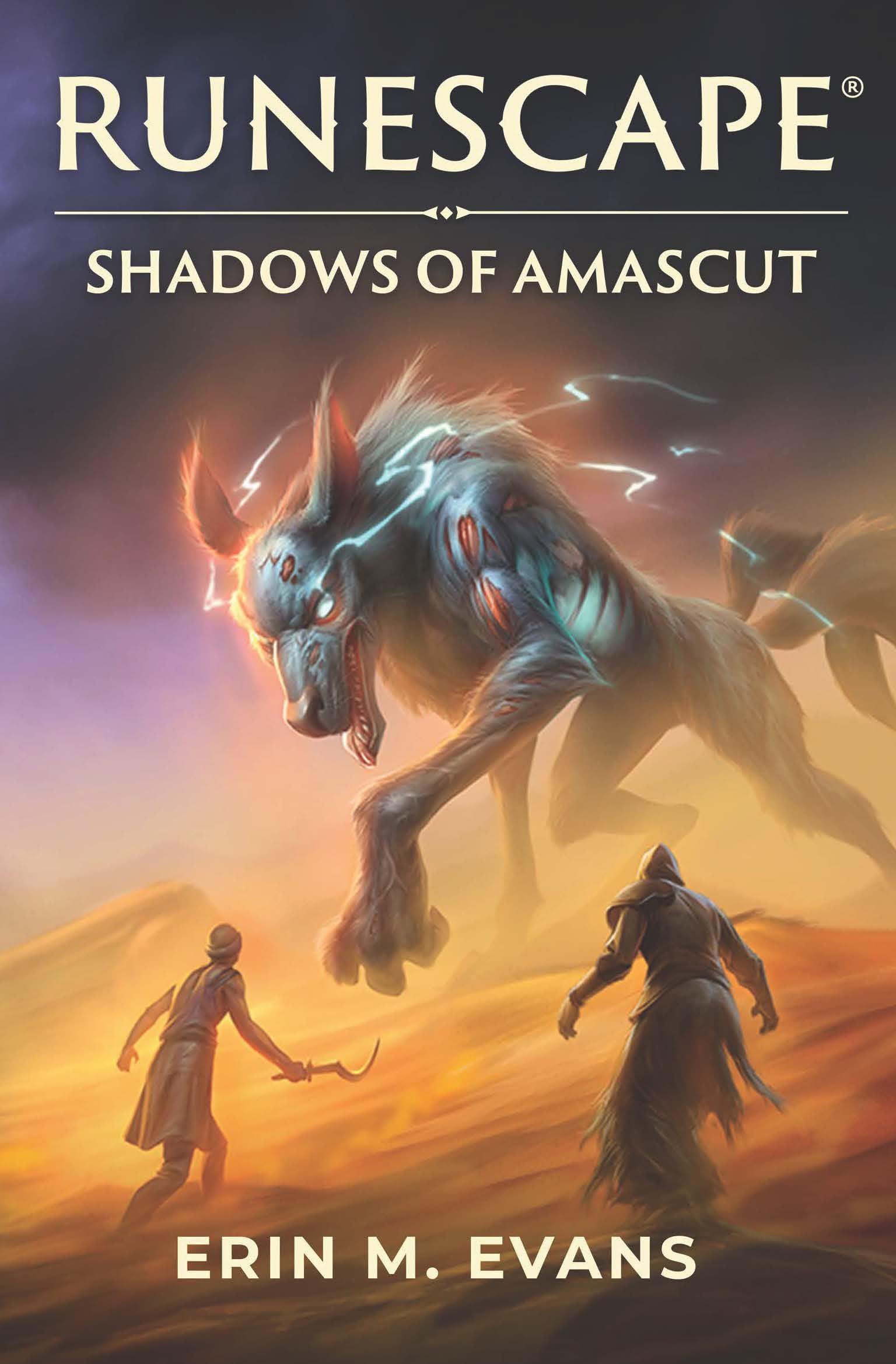 Front cover of the book 'Runescape: Shadows of Amascut' by Erin M. Evans.