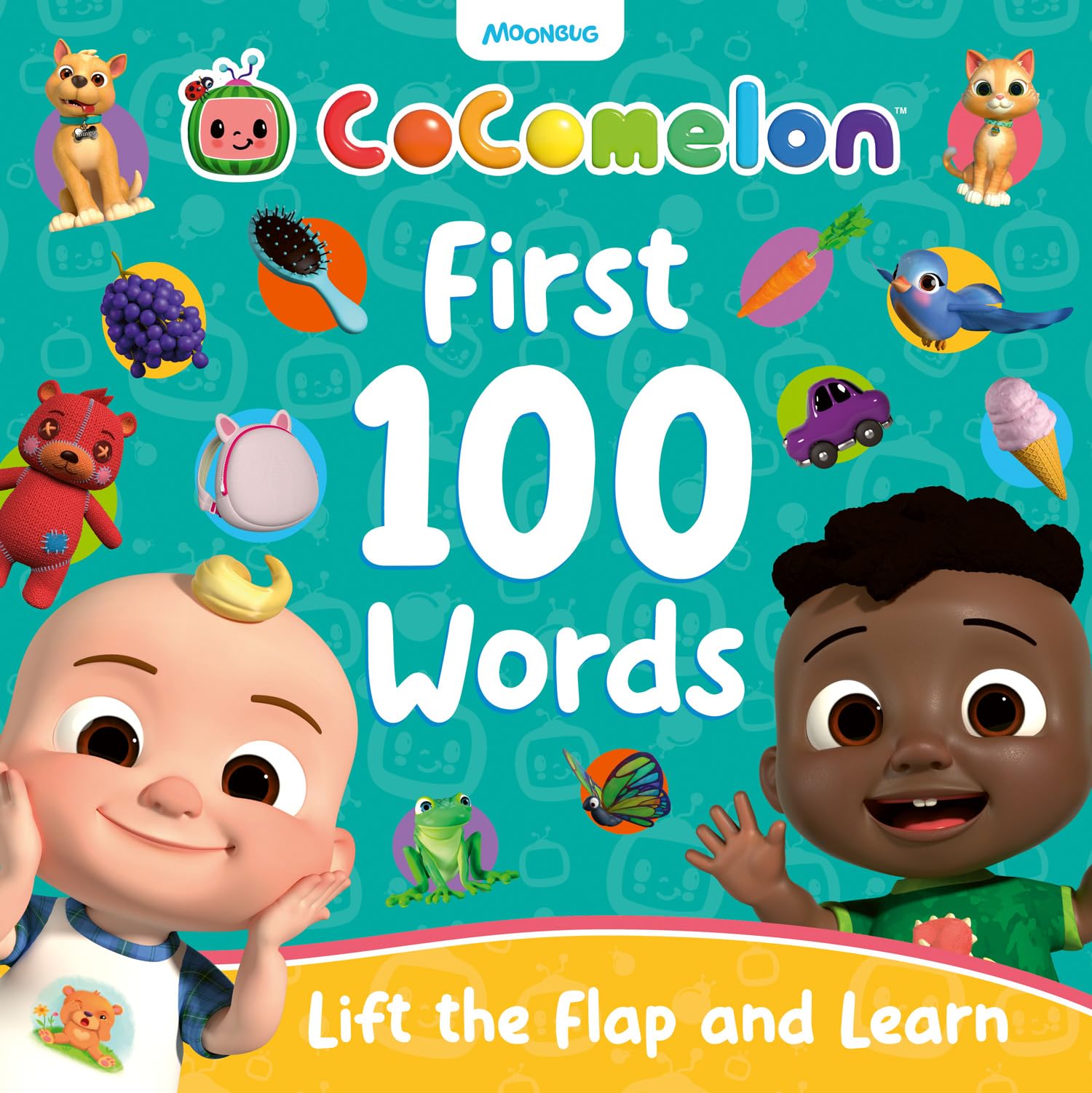 Front cover of the book 'Farshore CoComelon First 100 Words Lift-the-Flap Book.' by Cocomelon.