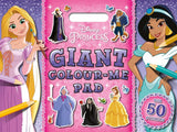Front cover of the book 'Disney Princess: Giant Colour Me Pad' by Parragon.
