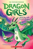 Front cover of the book 'Dragon Girls #6: Quinn The Jade Treasure Dragon' by Maddy Mara.