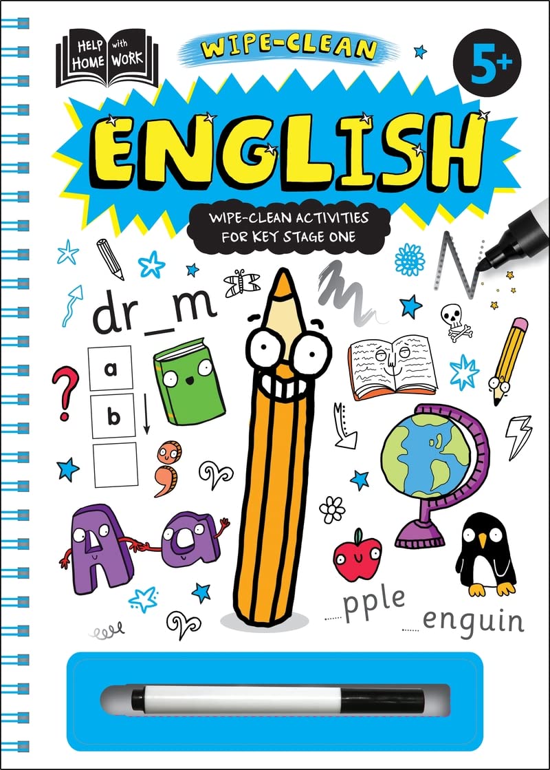 Front cover of the Spiral Bound book 'Help with Homework 5+: English (HWH Spiral Wipe-clean)' by Na.