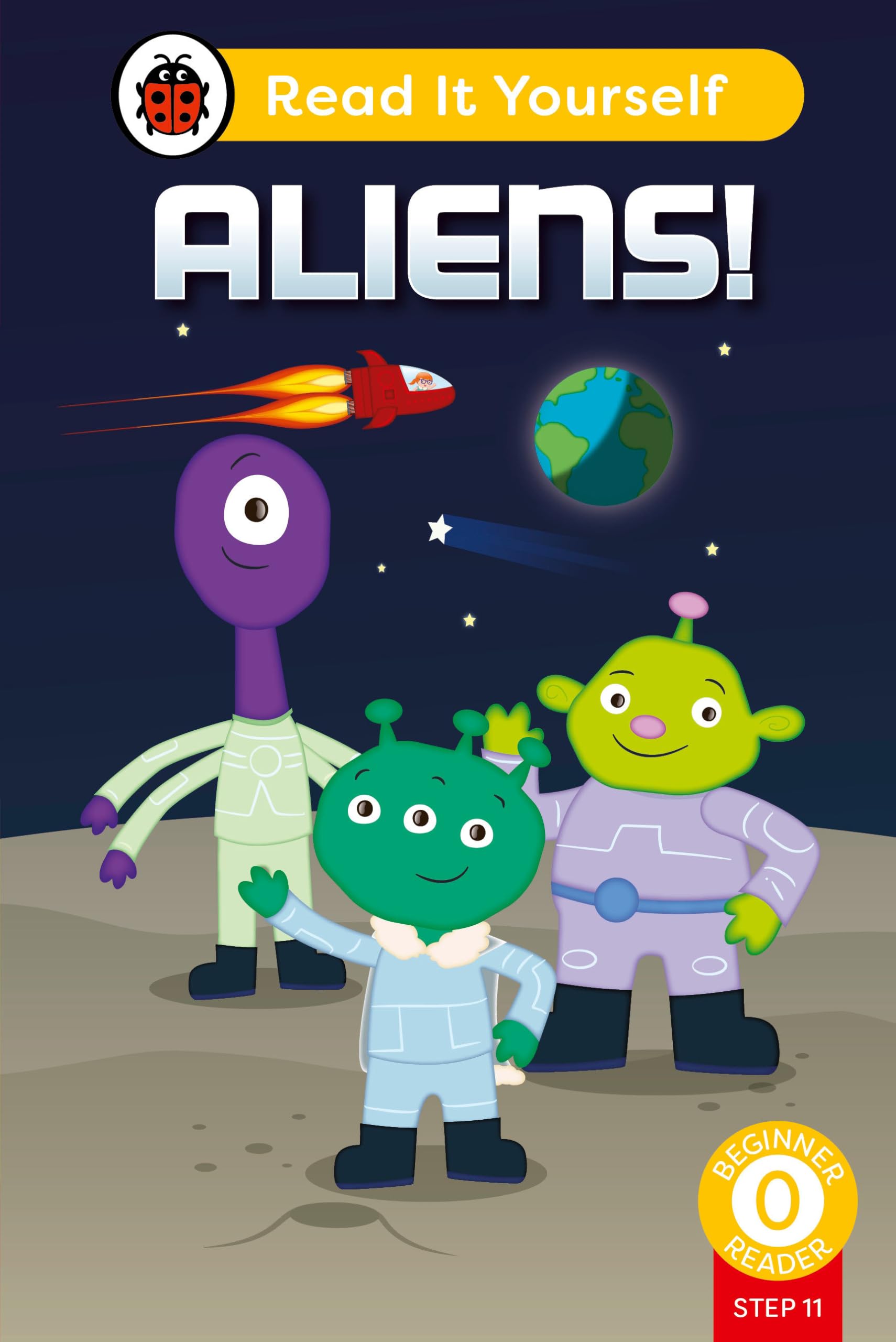 Front cover of the book 'Aliens! (Phonics Step 11): Read It Yourself - Level 0 Beginner Reader (Ladybird)' by Ladybird.