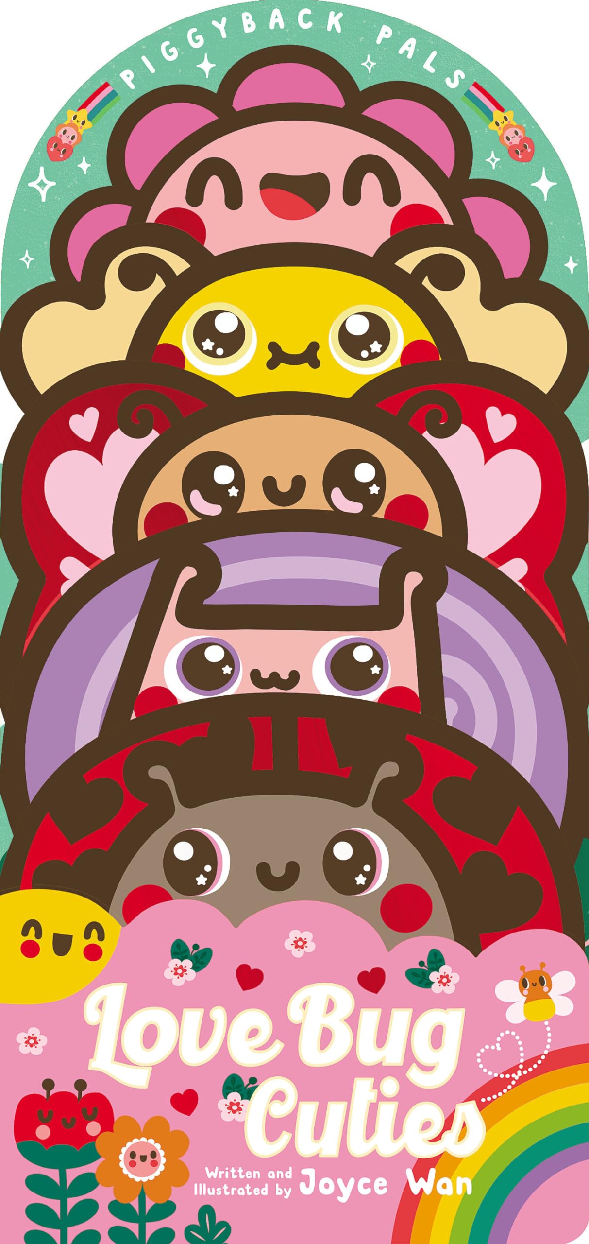 Front cover of the book 'Piggyback Pals: Love Bug Cuties' by Joyce Wan.
