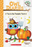 Front cover of the book 'Owl Diaries #11: Trip To The Pumpkin Farm (A Branches Book))' by Rebecca Elliott.