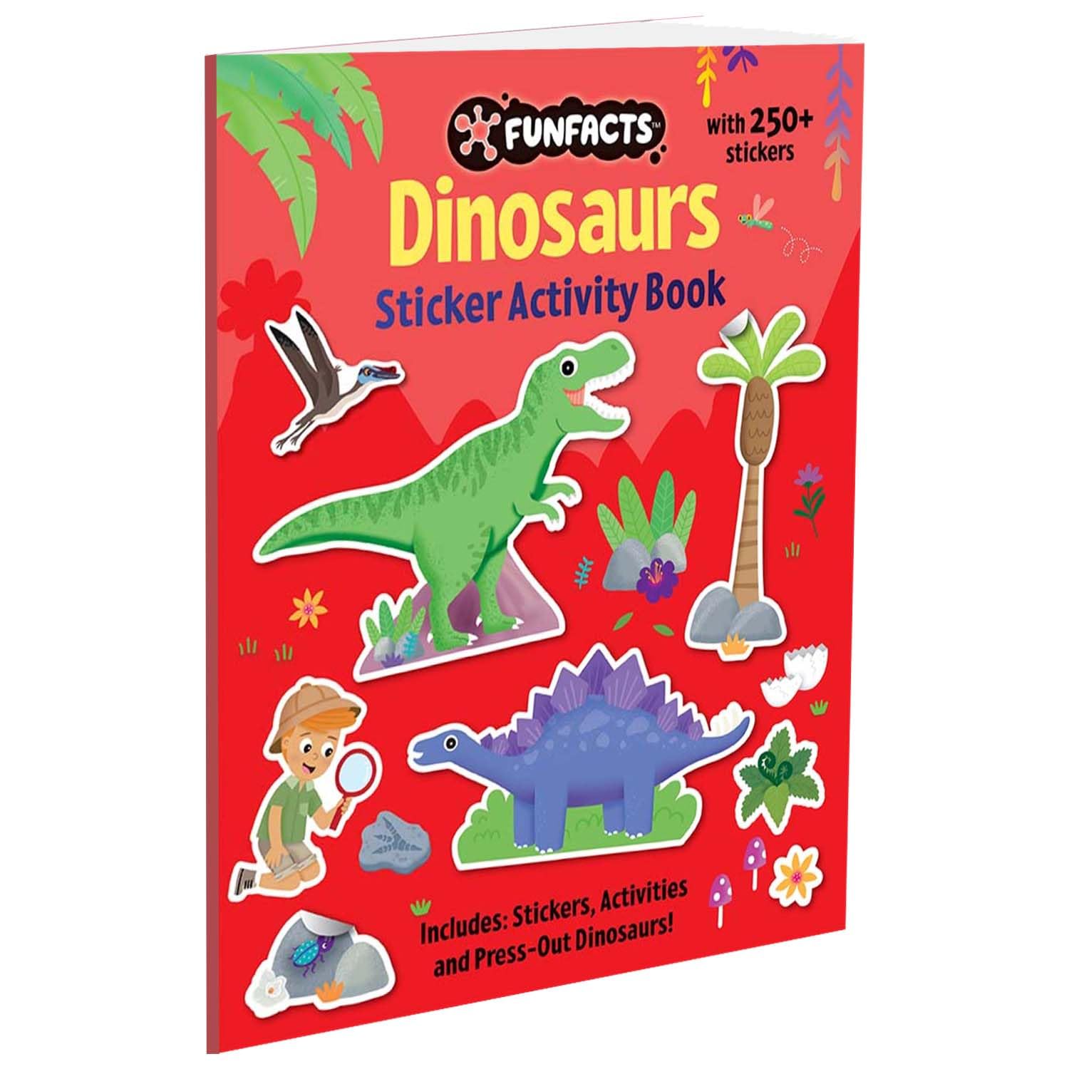 Front cover of the book 'Funfacts - Sticker Activity Book - Dinosaurs' by Parragon.