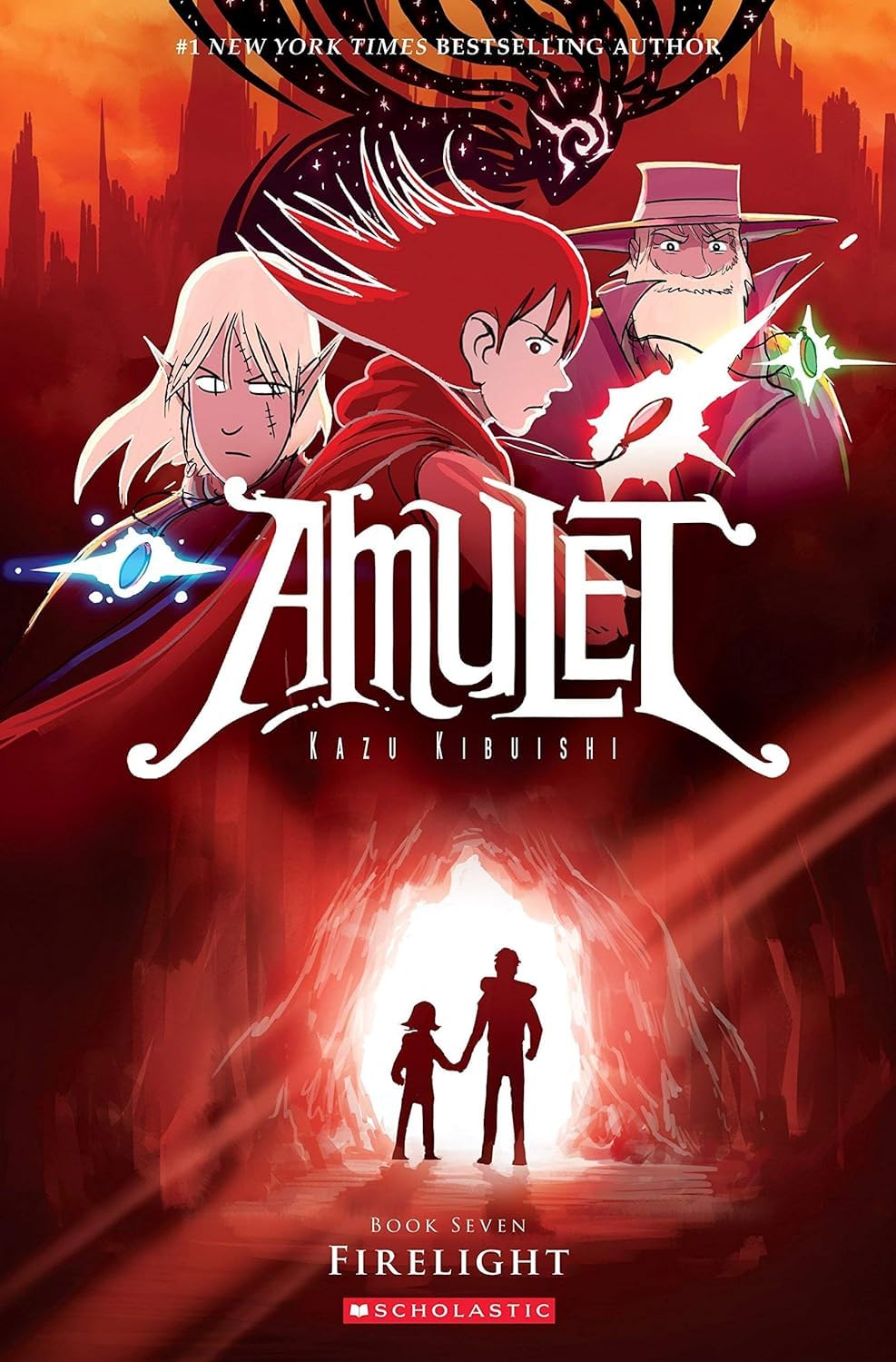 Front cover of the book 'Amulet Book #7: Firelight' by Kazu Kibuishi.
