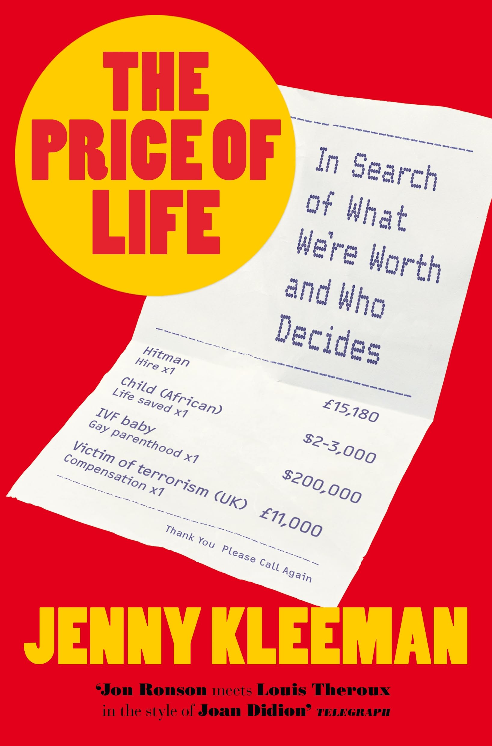 Front cover of the book 'Picador The Price of Life.' by Jenny Kleeman.