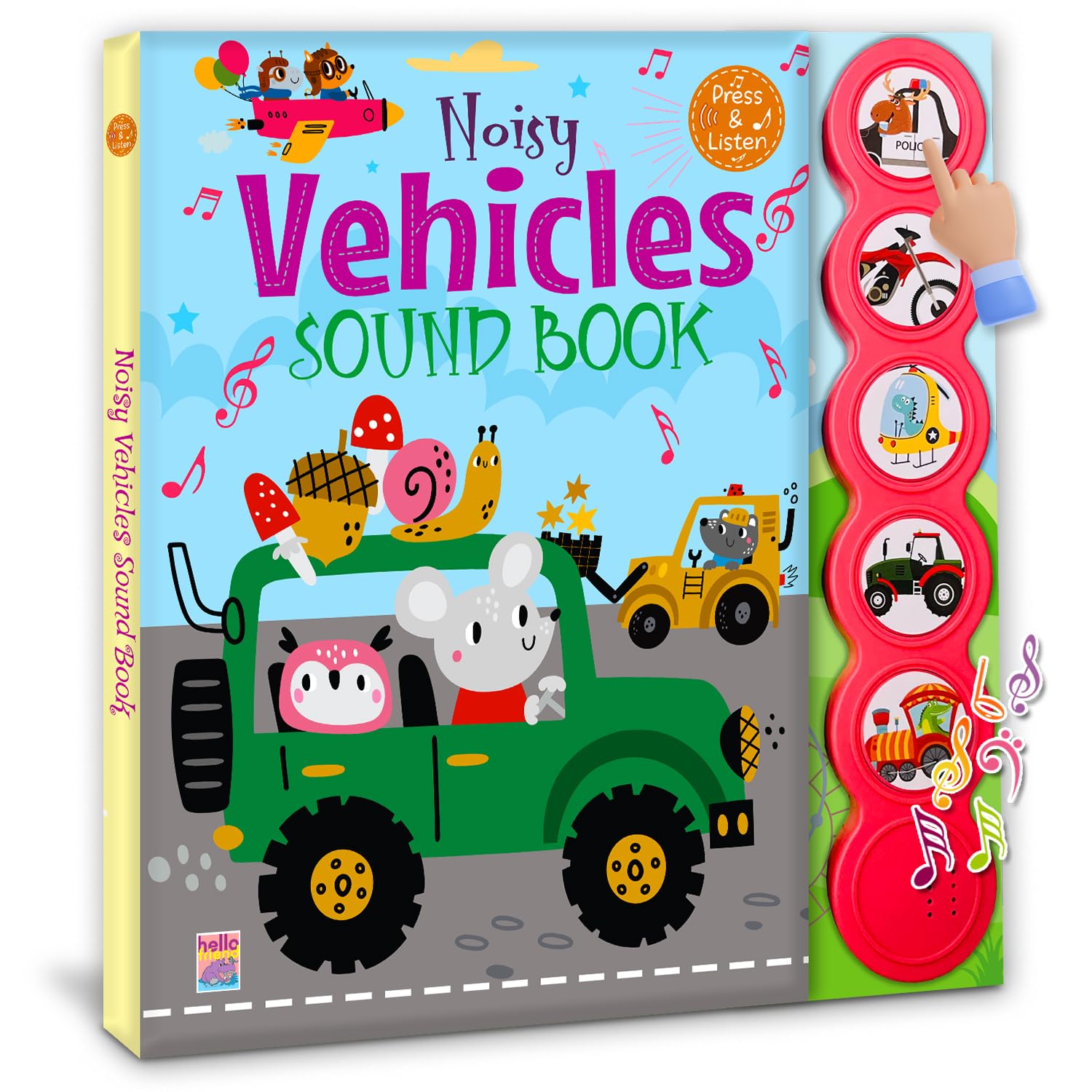 Front cover of the book 'Hello Friend Books: Noisy Vehicles Sound Book - Sound & Picture Book for Toddlers | Interactive Music Book for Kids Ages' by Brijbasi.