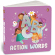 Front cover of the Board Book book 'ABC Action Words: An Engaging Illustrated Board Book | A to Z Action Words and Sentences for Kids, Toddlers | Book for 3' by Penguin.