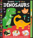 Front cover of the book 'Scratch, Paint & Colour Dinosaurs' by Georgie Taylor.