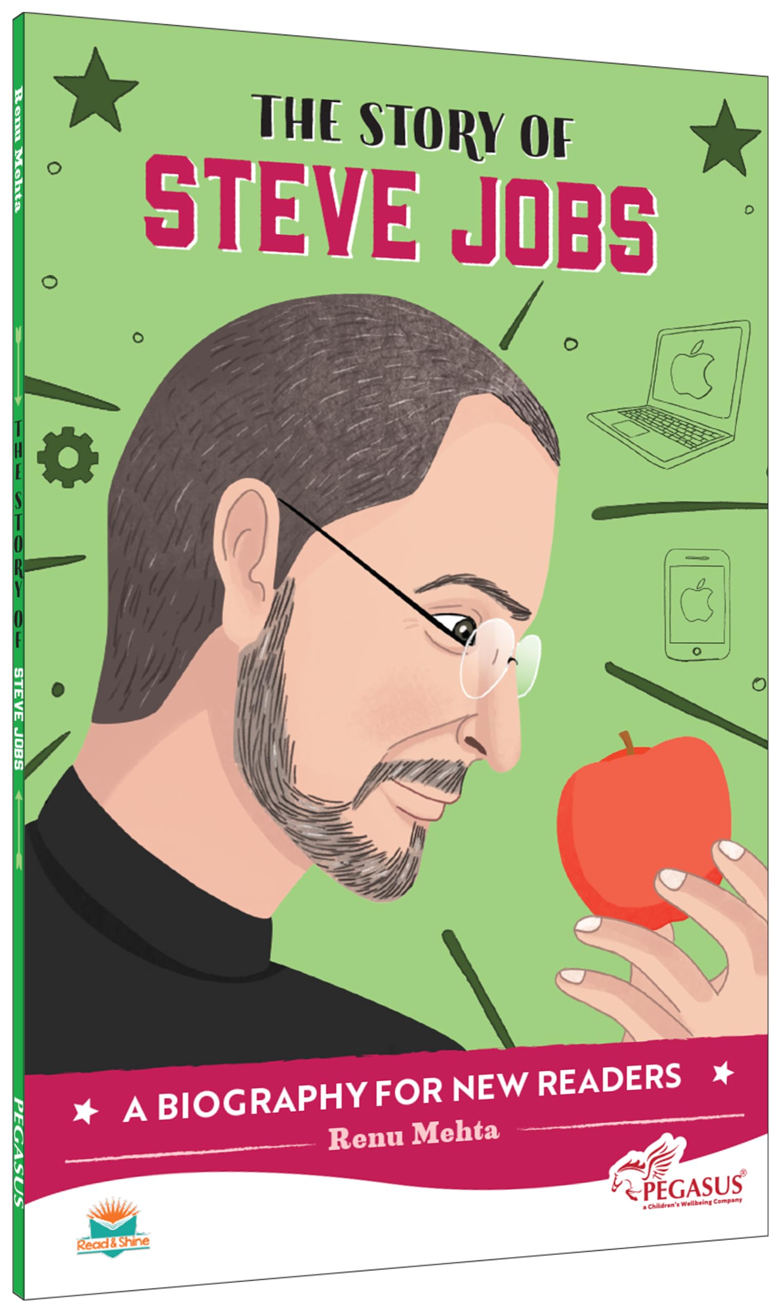 Front cover of the book 'Steve Jobs-Biography Inspiring Stories Book for Kids Children' by Pegasus.