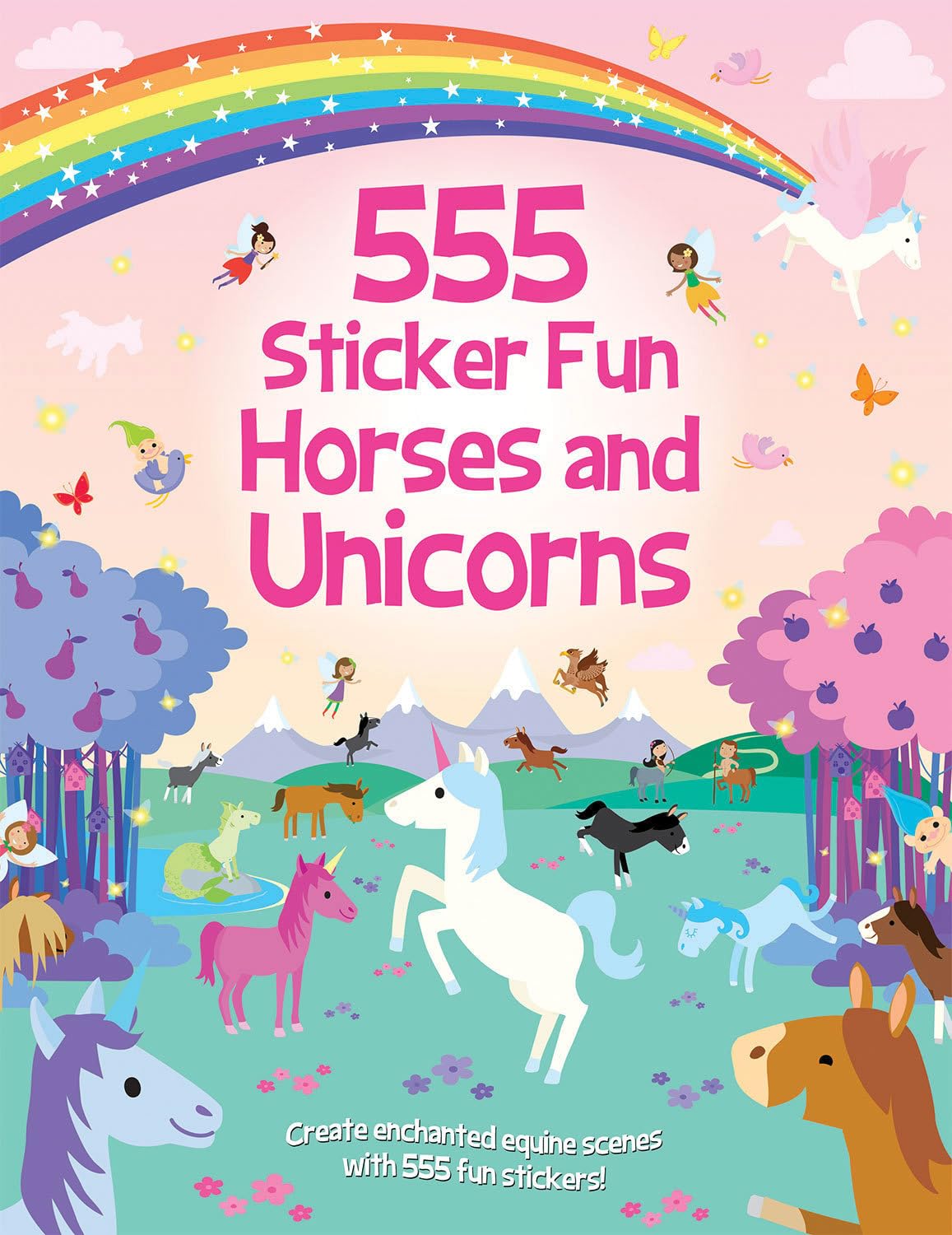 Front cover of the book '555 Sticker Fun Horses and Unicorns: Activity Book' by Oakley Graham.
