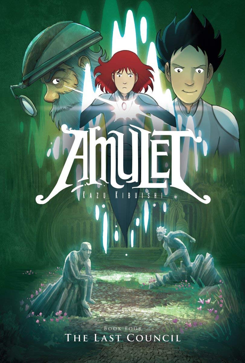 Front cover of the book 'Amulet Book #4: The Last Council' by Kazu Kibuishi.