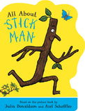 Front cover of the book 'All About Stick Man' by Julia Donaldson.