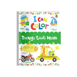 Front cover of the book 'I Can Color: Things that Move' by Penguin.