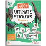 Front cover of the book '400+ Ultimate Stickers Book - Dinosaurs for 3+ Years Kids' by Team Pegasus.