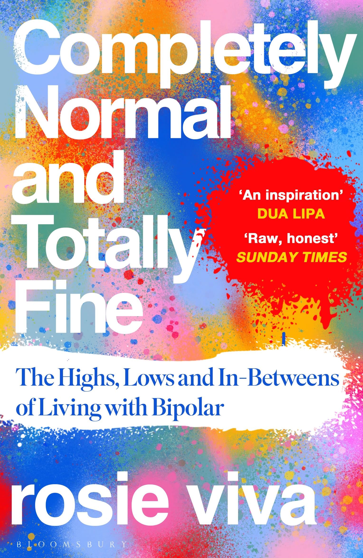 Front cover of the book 'Completely Normal and Totally Fine' by Rosie Viva.