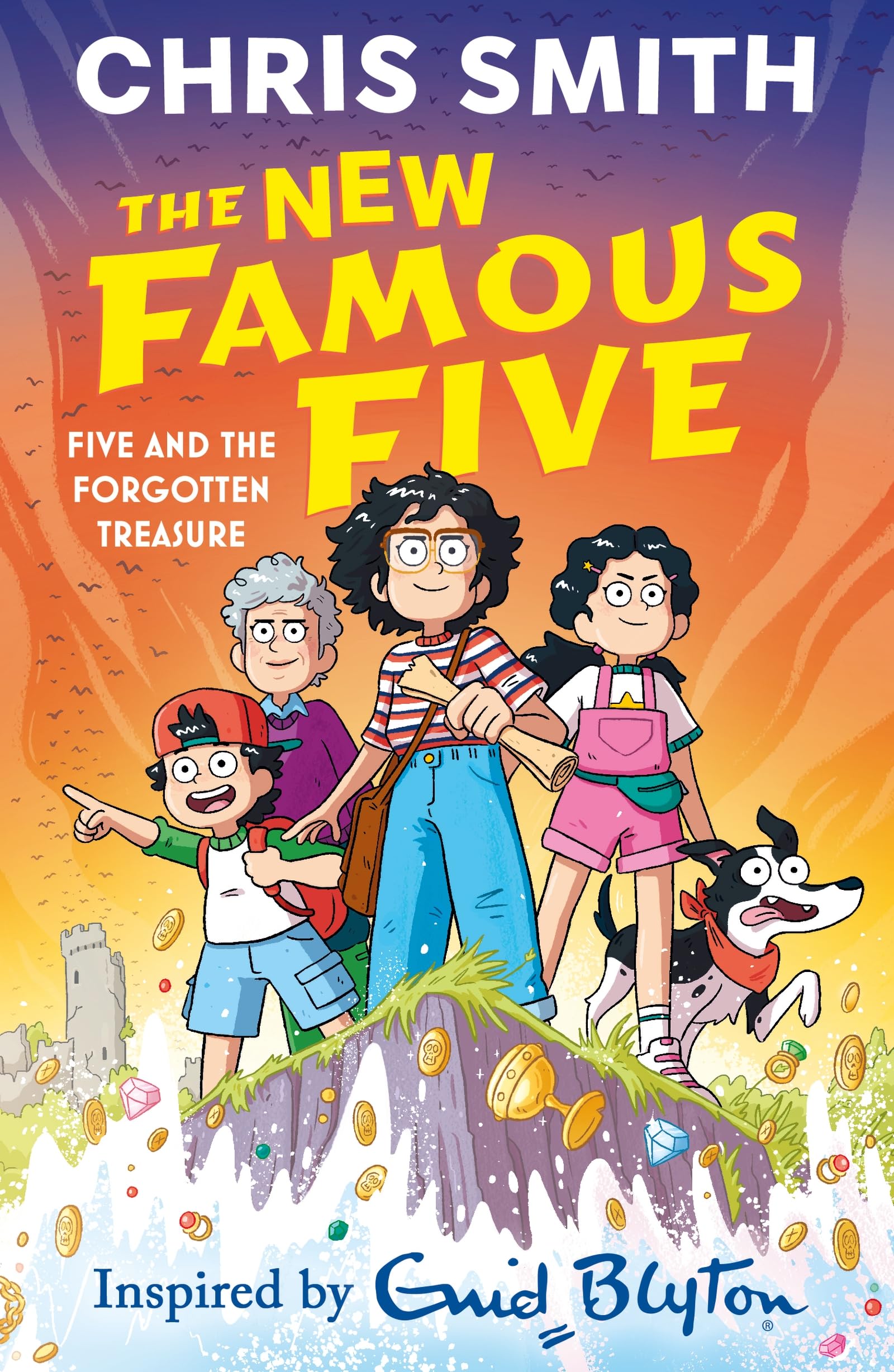 Front cover of the book 'The New Famous Five: Five and the Forgotten Treasure: Book One in the thrilling new adventure series by Chris Smith, ins' by Chris Smith.