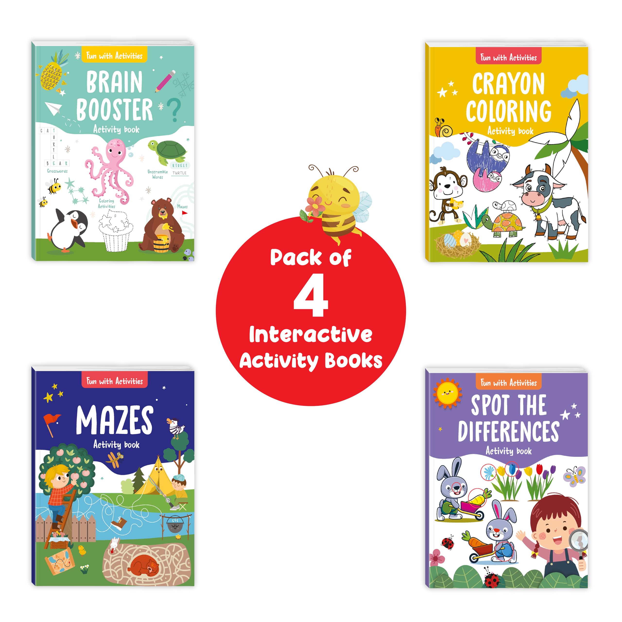 Front cover of the book 'Fun with Activities Pack (4 Books Pack): A set of 4 Fun and Interactive Activity Books for PreSchool Kids, Toddlers | |' by Penguin.