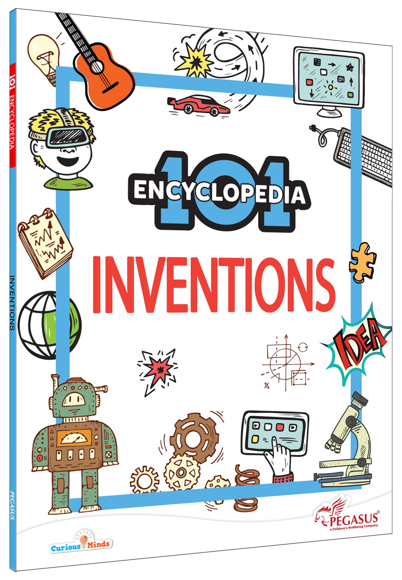 Front cover of the book '101 Inventions - Encyclopedia for 7 to 10 year old kids' by Pegasus.
